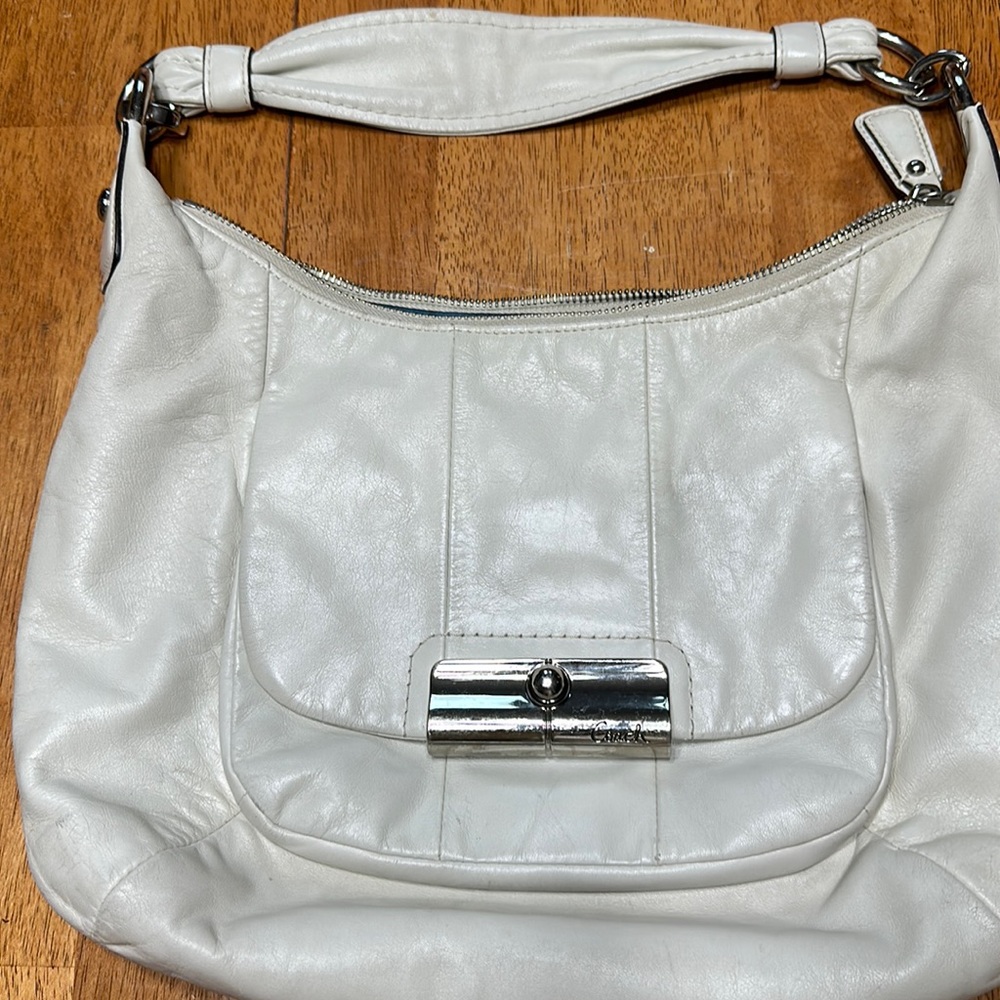 Coach Kristin white leather hobo